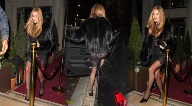 Rosie Huntington-Whiteley’s See-Through Lace Dress Turns London Wild