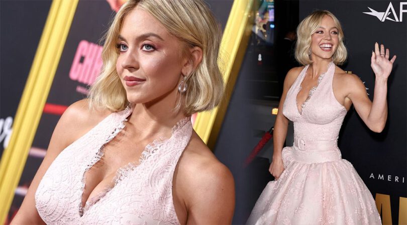 Sydney Sweeney Explosive Cleavage: Pink Lace Bombshell at “Christy” AFI Fest