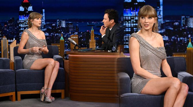 Taylor Swift Dazzles in Shimmering Silver Mini Dress
