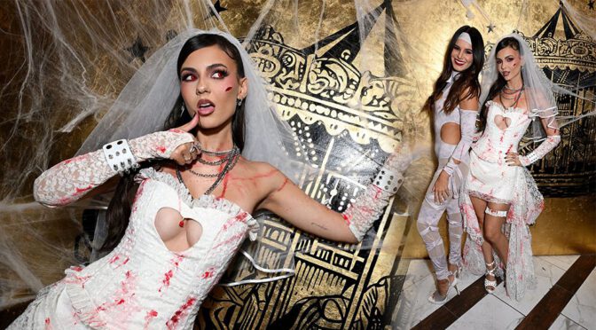 Victoria Justice Stuns in Sexy Vampire Bride Look at Love Zombie Party