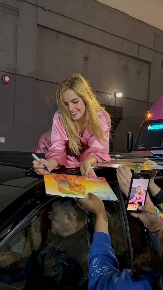 Addison Rae Pink Satin Mini Dress Nyc