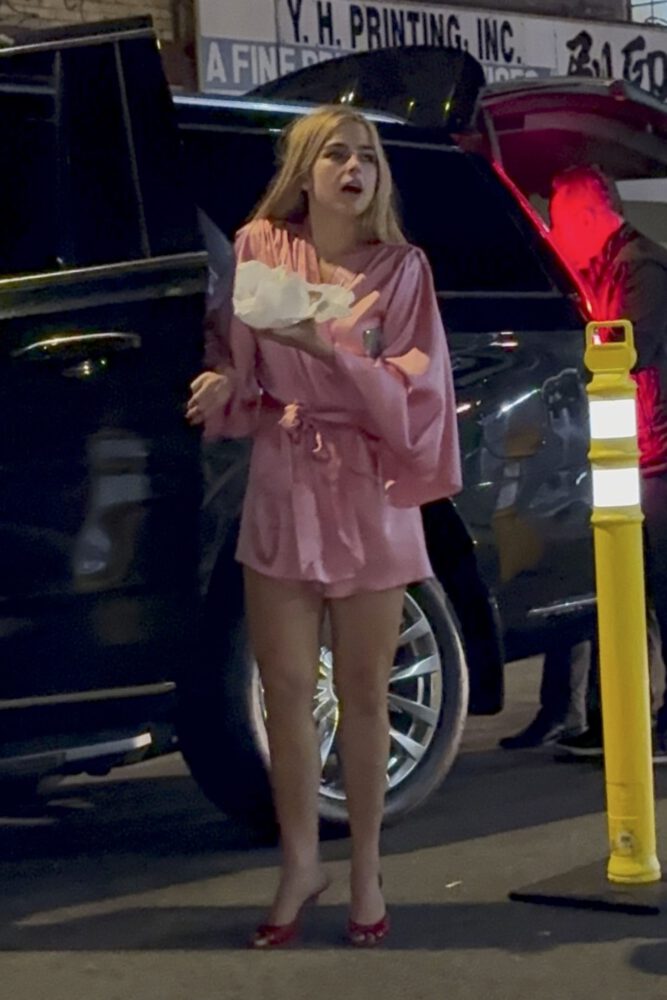 Addison Rae Pink Satin Mini Dress Nyc