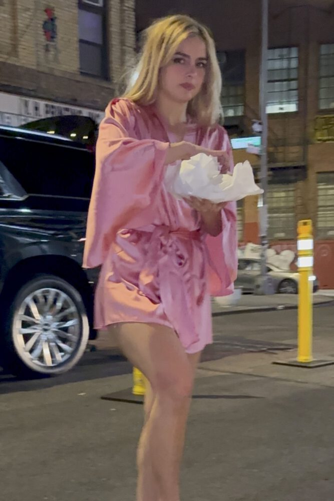 Addison Rae Pink Satin Mini Dress Nyc