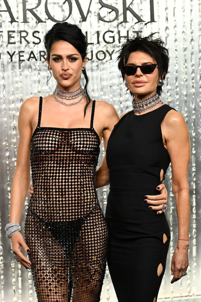 Amelia Gray Hamlin Sheer Crystal Mesh Dress Swarovski