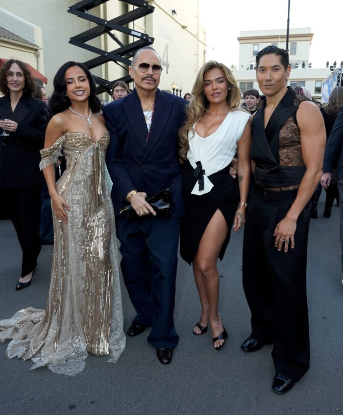 Becky G Sexy Gold Sequin Gown Cleavage Vogue World