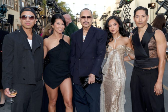 Becky G Sexy Gold Sequin Gown Cleavage Vogue World