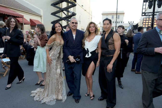 Becky G Sexy Gold Sequin Gown Cleavage Vogue World