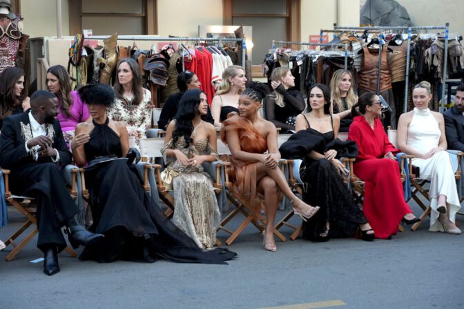 Becky G Sexy Gold Sequin Gown Cleavage Vogue World