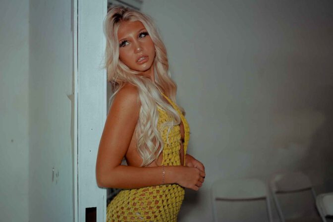 Brooklyn Riley See Through Yellow Crochet Dress
