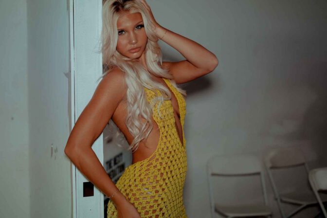Brooklyn Riley See Through Yellow Crochet Dress