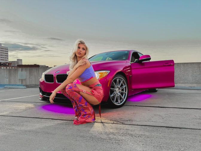 Brooklyn Riley Sexy Car Girl Mini Skirt Thigh High Boots