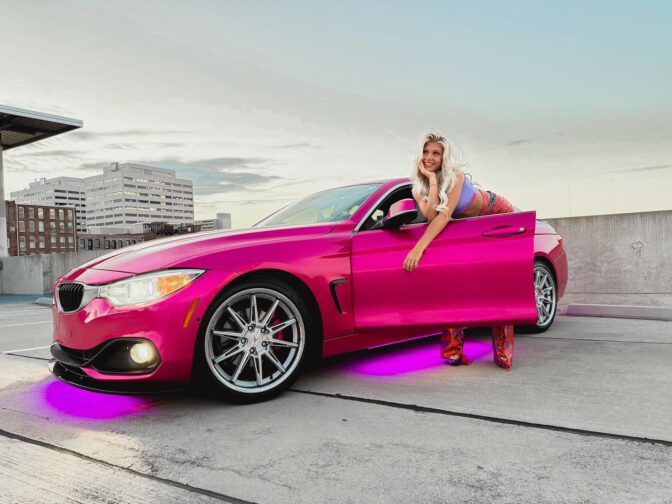 Brooklyn Riley Sexy Car Girl Mini Skirt Thigh High Boots