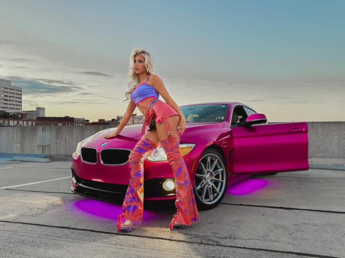 Brooklyn Riley Sexy Car Girl Mini Skirt Thigh High Boots