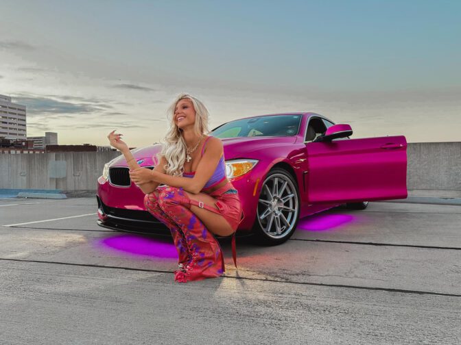 Brooklyn Riley Sexy Car Girl Mini Skirt Thigh High Boots