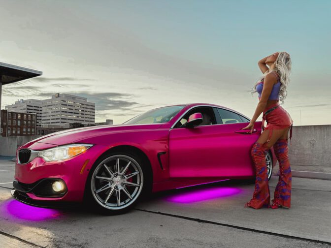 Brooklyn Riley Sexy Car Girl Mini Skirt Thigh High Boots