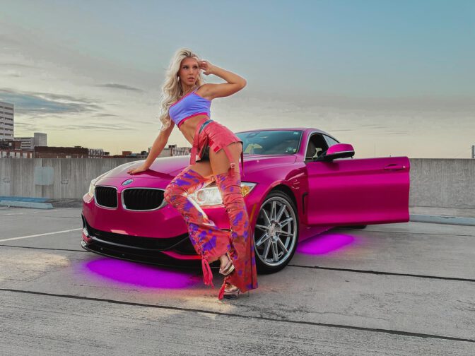 Brooklyn Riley Sexy Car Girl Mini Skirt Thigh High Boots