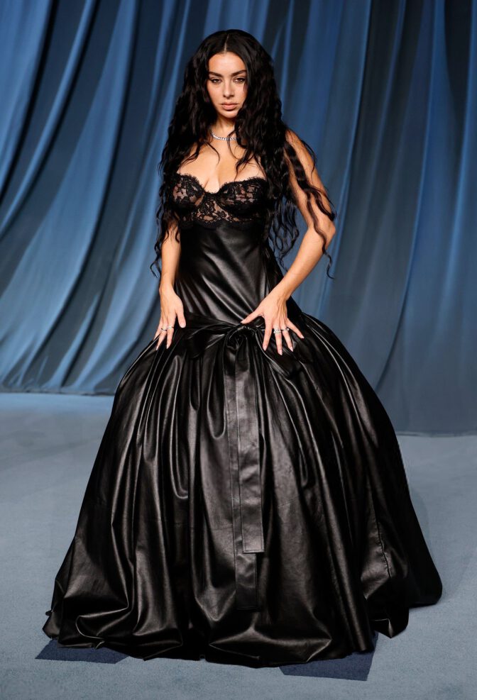 Charli Xcx Big Boobs Black Leather Gown Academy Gala