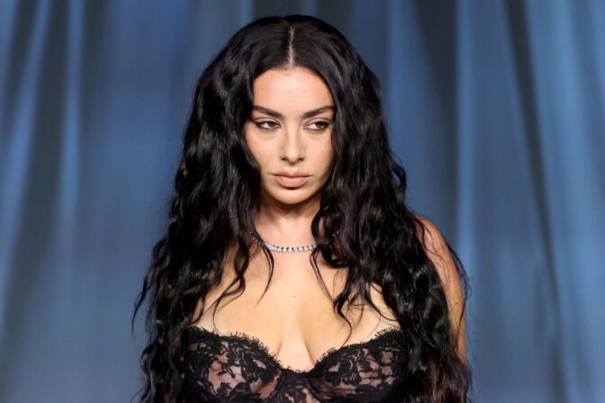 Charli Xcx Big Boobs Black Leather Gown Academy Gala