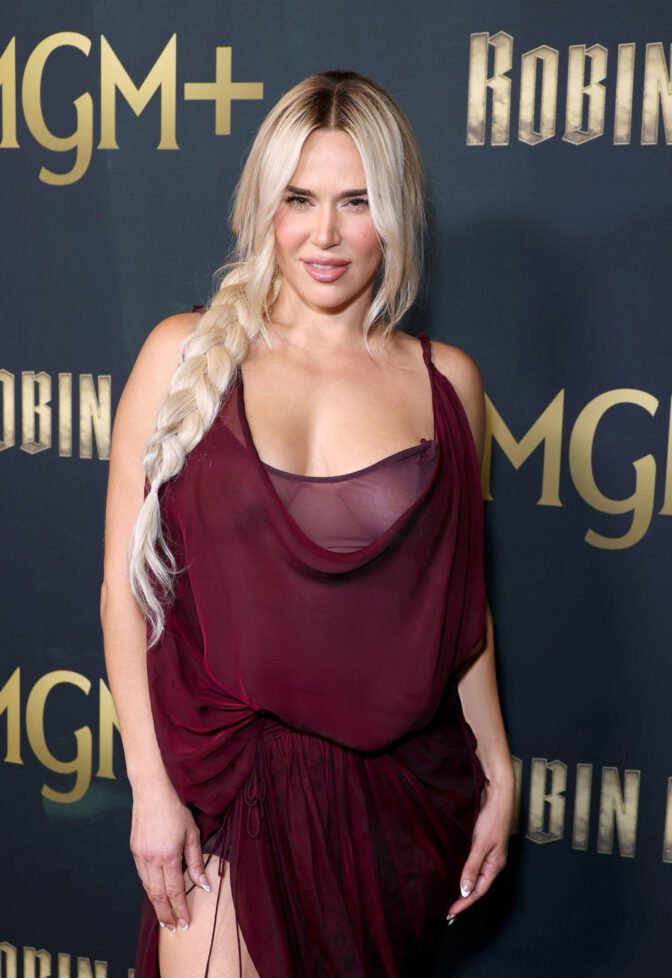 Cj Perry Braless See Through Dress Robin Hood Premiere