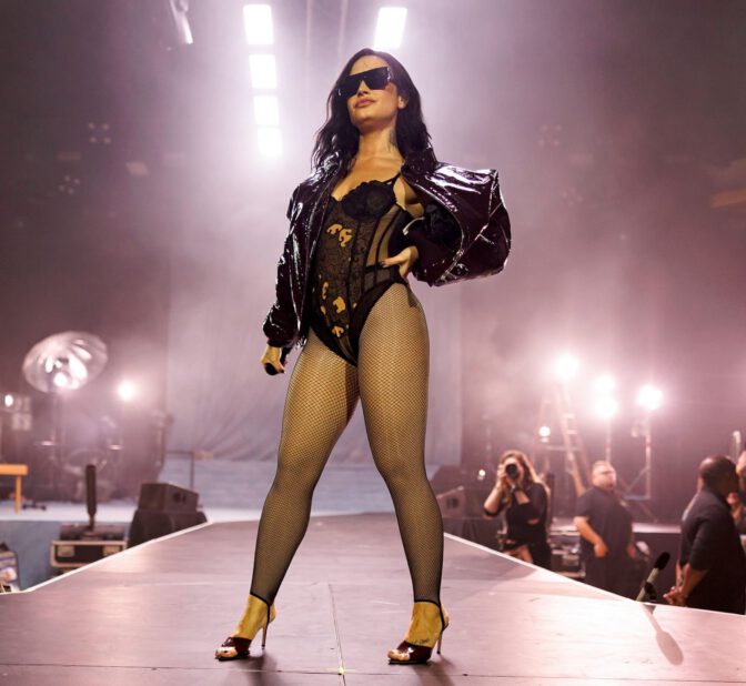 Demi Lovato Sexy Bodysuit Fishnets Palladium Hollywood