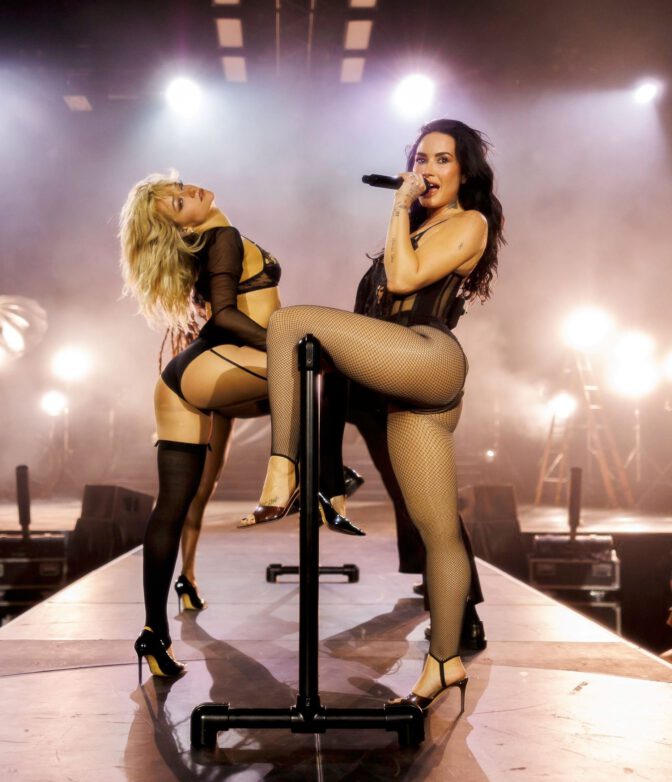 Demi Lovato Sexy Bodysuit Fishnets Palladium Hollywood