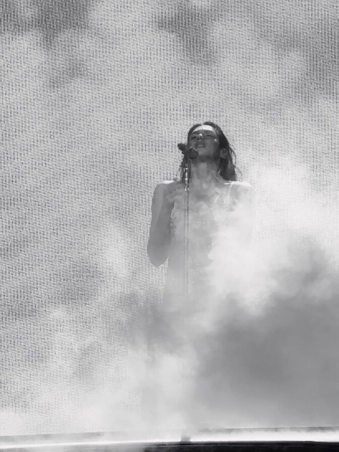 Dua Lipa Gold Corset Fishnets Booty Radical Optimism Tour San Francisco