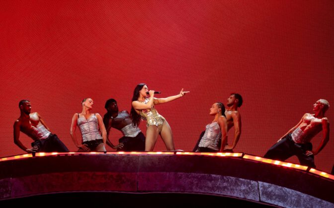 Dua Lipa Gold Corset Fishnets Booty Radical Optimism Tour San Francisco