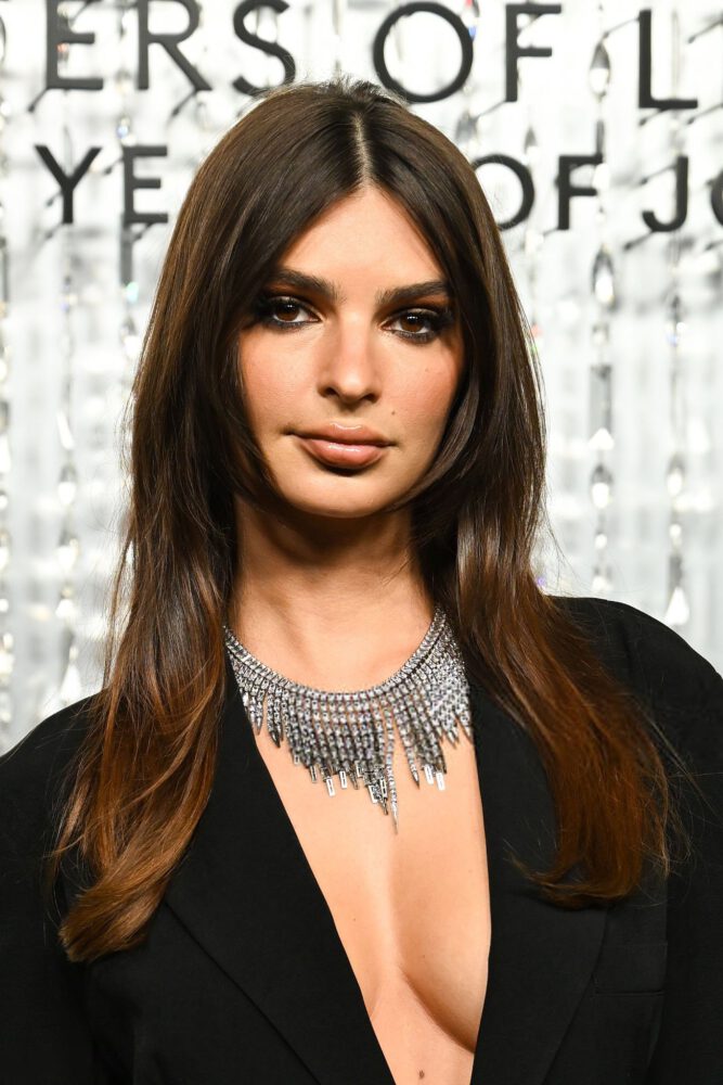 Emily Ratajkowski Braless Cleavage Blazer Swarovski Los Angeles