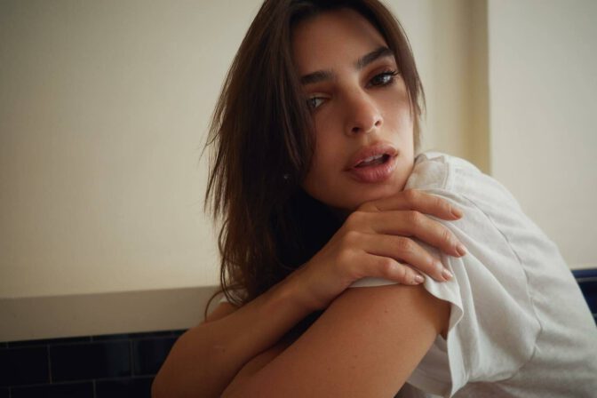 Emily Ratajkowski Topless Tease White Panties