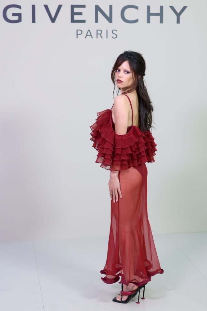 Jenna Ortega See Through Red Dress Givenchy Paris