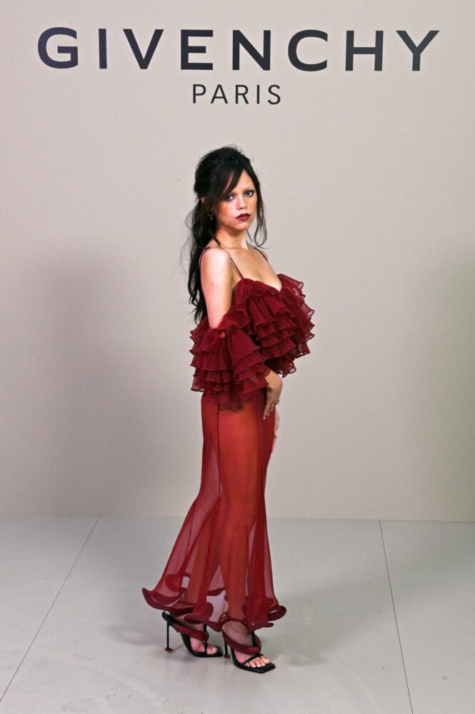 Jenna Ortega See Through Red Dress Givenchy Paris