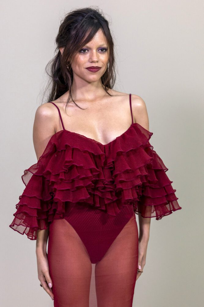 Jenna Ortega See Through Red Dress Givenchy Paris