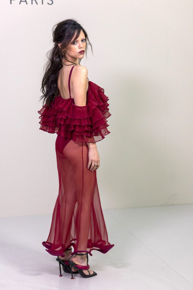 Jenna Ortega See Through Red Dress Givenchy Paris