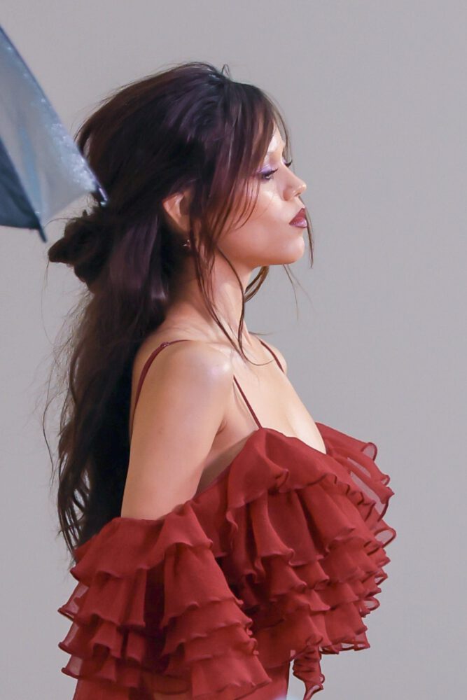 Jenna Ortega See Through Red Dress Givenchy Paris