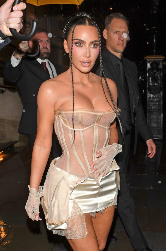 Kim Kardashian Braless See Through Corset Thighs London