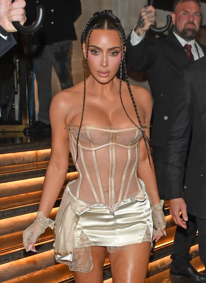 Kim Kardashian Braless See Through Corset Thighs London