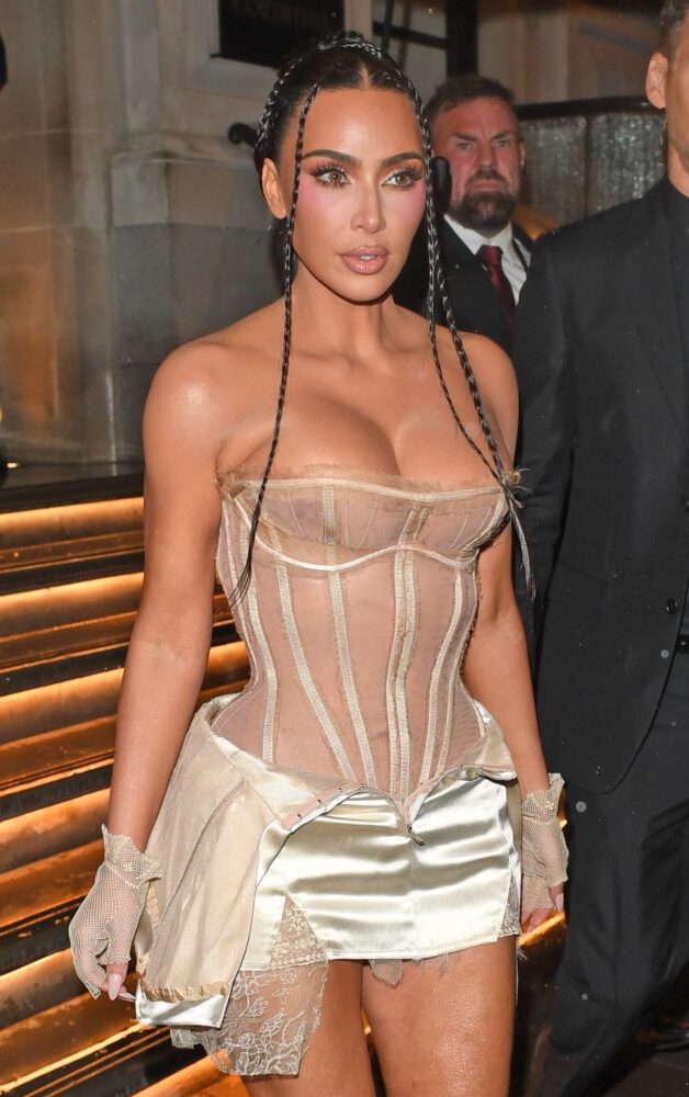 Kim Kardashian Braless See Through Corset Thighs London
