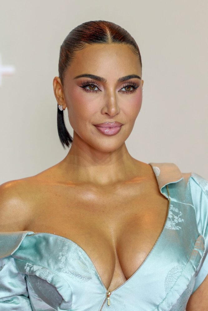 Kim Kardashian Cleavage Blue Gown Alls Fair Paris Premiere