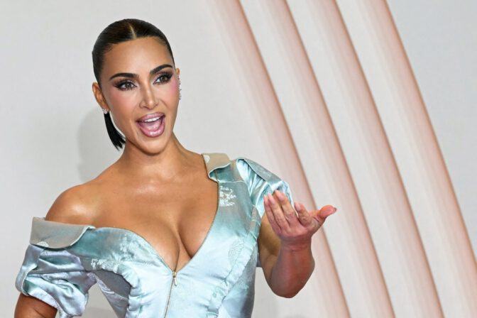 Kim Kardashian Cleavage Blue Gown Alls Fair Paris Premiere