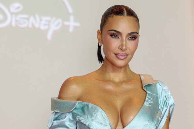 Kim Kardashian Cleavage Blue Gown Alls Fair Paris Premiere