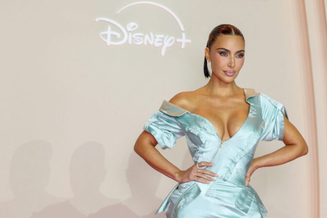 Kim Kardashian Cleavage Blue Gown Alls Fair Paris Premiere