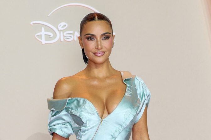 Kim Kardashian Cleavage Blue Gown Alls Fair Paris Premiere