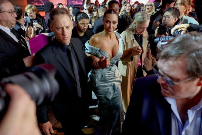 Kim Kardashian Cleavage Blue Gown Alls Fair Paris Premiere