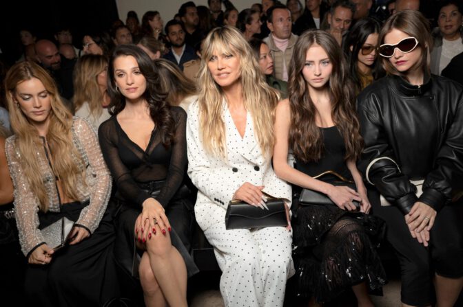 Leni Klum Sexy Black Bodysuit Sheer Skirt Paris