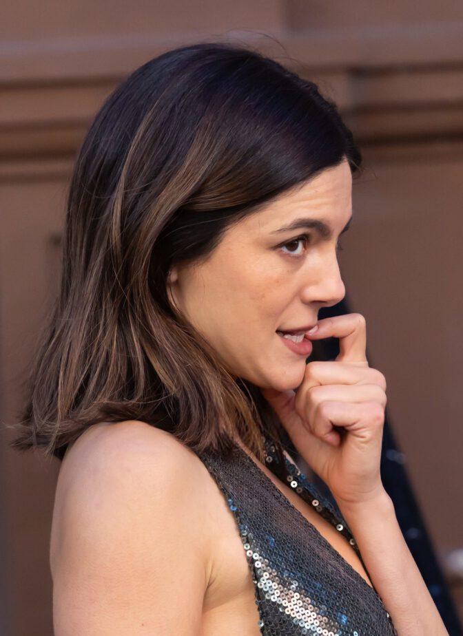 Monica Barbaro Sexy Plunge Mini Dress Nyc Curves