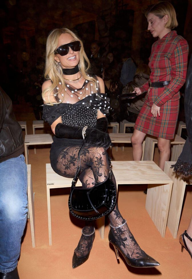 Paris Hilton Lace Legs Isabel Marant Paris Fashion Week