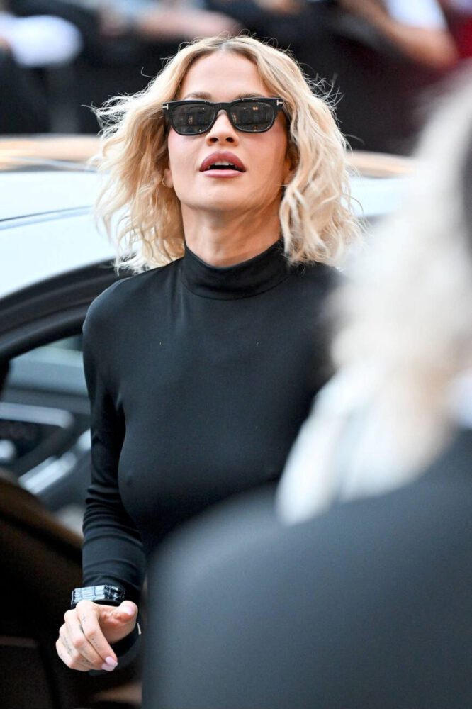 Rita Ora Nipples Black Dress Tom Ford Paris