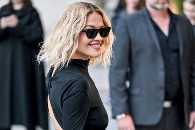 Rita Ora Nipples Black Dress Tom Ford Paris