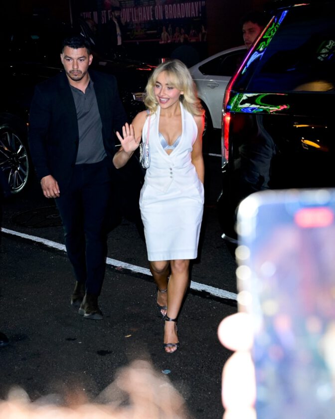 Sabrina Carpenter Snl Afterparty White Dress Cleavage