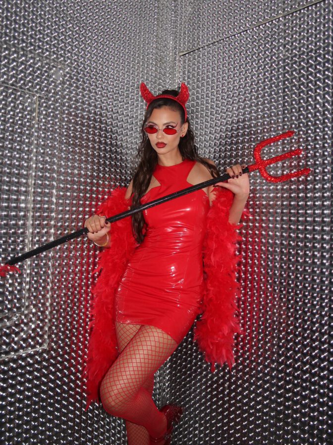 Victoria Justice Devil Costume Latex Fishnets Halloween